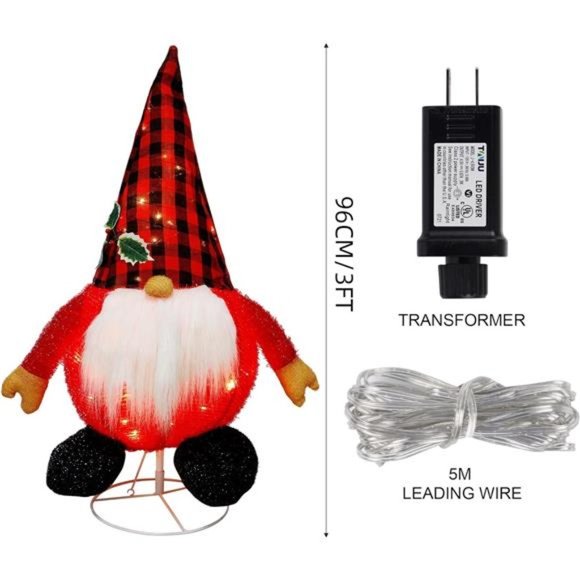 Lighted Christmas Decorations, Pre-Lit Pop Up Plush Xmas Gnome with Lights - Picture 2 of 6